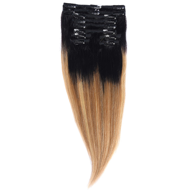 Clip-On Par Natural Volum 40cm 140gr Balayage Negru Deschis/Saten Luminos/Blond Opal 1B/8/22