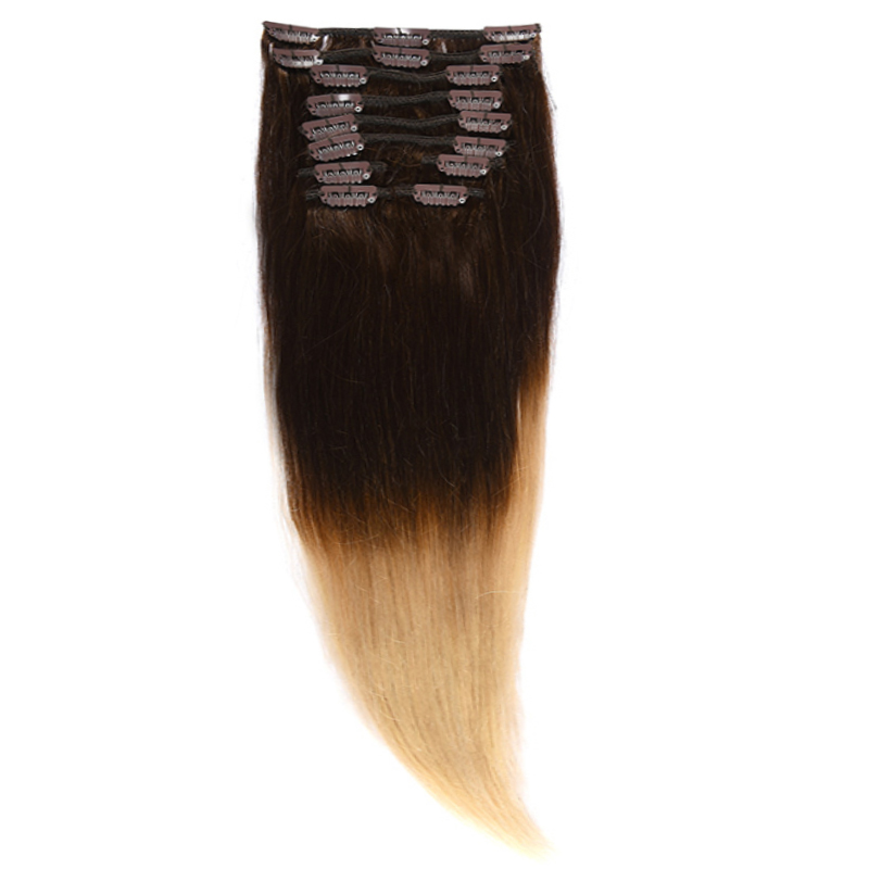 Clip-On Par Natural MegaVolum 50cm 240gr Ombre Castaniu/Blond Deschis #T2/60